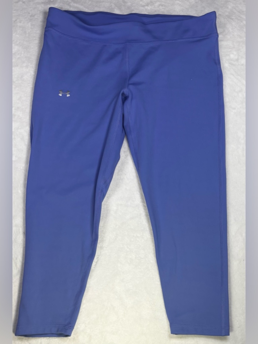 Under Armour YXL girls blue‑purple leggings, flexible poly‑elastane